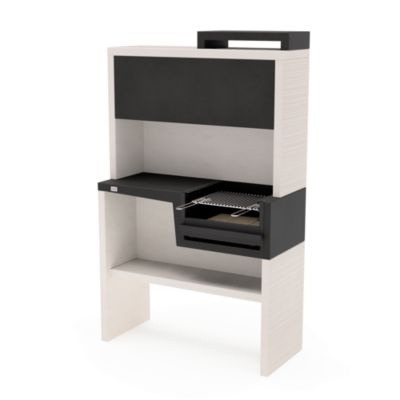 TUOZI - Barbecue bois charbon PLANO PLEGADO COMPLET (Blanc/Noir - 118x50x190cm) REF: 8055 - Robuste et pratique extérieur