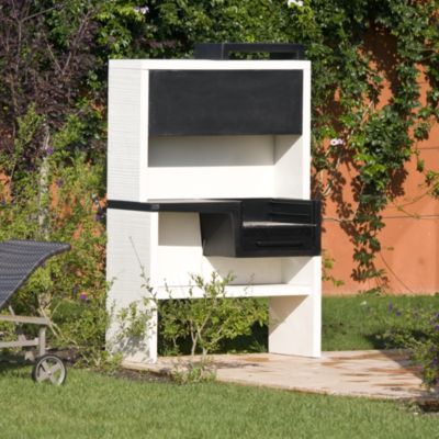 TUOZI - Barbecue bois charbon PLANO PLEGADO COMPLET (Blanc/Noir - 118x50x190cm) REF: 8055 - Robuste et pratique extérieur