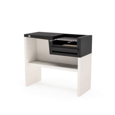 TUOZI - Barbecue fixe pour bois et charbon modèle PLANA PLEGADA CORTA (Blanc/Noir - 118x50x93cm) REF: 8050 - Compact et pliable