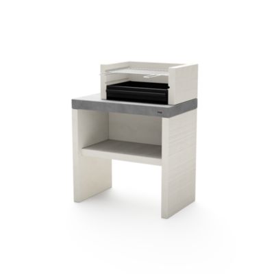 TUOZI - Barbecue fixe pour charbon modèle PLAN 1 (Gris/Blanc - 78 x 47 x 102 cm) REF: 8025 - Design robuste, cuisson optimale