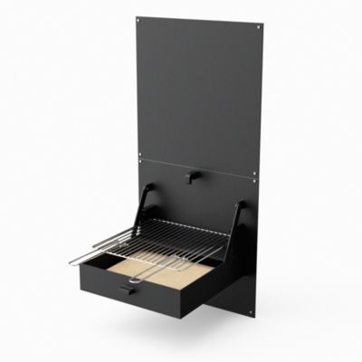 TUOZI - Barbecue mural bois et charbon WALL iBBQ avec plaque (Noir - 58,5x57x114cm) REF: 4200/2 - Compact, sûr et efficace
