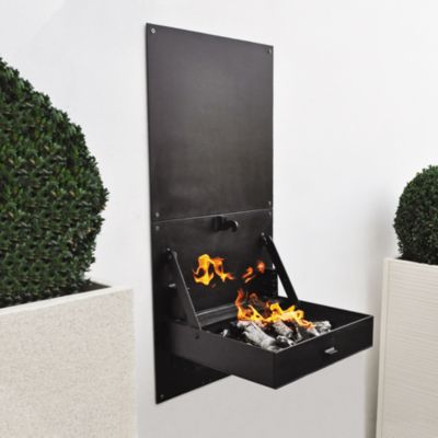 TUOZI - Barbecue mural bois et charbon WALL iBBQ avec plaque (Noir - 58,5x57x114cm) REF: 4200/2 - Compact, sûr et efficace