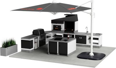 TUOZI - Cuisine Extérieure Kitaway Otte Barbecue + Four - 168 x 63 x 206 cm. Barbecue d'Extérieur avec Four en Pierre Réfractaire