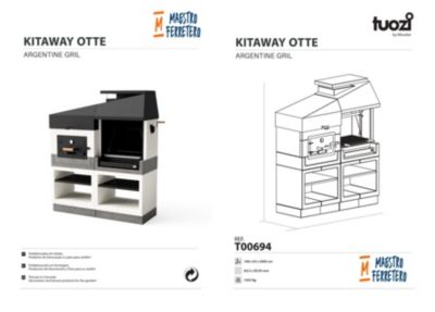 TUOZI - Cuisine Extérieure Kitaway Otte Barbecue + Four, Gril Argentin - 168 x 63 x 206 cm. Barbecue de Jardin avec Four à Bois