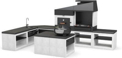 TUOZI - Cuisine Extérieure Kitaway Otte Barbecue + Four, Gril Argentin - 168 x 63 x 206 cm. Barbecue de Jardin avec Four à Bois