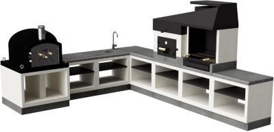 TUOZI - Four à Bois d'Extérieur en Pierre Modèle KITAWAY OTTE (Blanc, Gris - 84x63x184 cm). Four en Brique Réfractaire pour Jardin