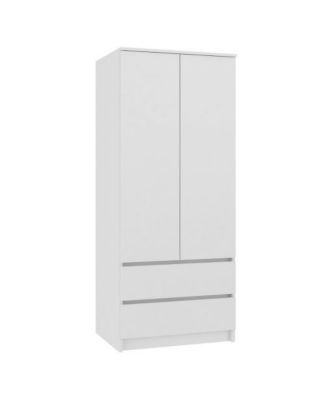 TURIN - Armoire chambre/bureau - Penderie multifonctions - 2 portes + 2 tiroirs - 90x50x180 cm - BLANC