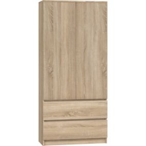 TURIN - Armoire style moderne chambre salon - Penderie multifonctions - 2 portes + tiroirs
