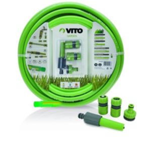 Tuyau d'arrosage 19mm 25m KIT PVC lance multi jet+ 2 raccords + nez de robinet VITO