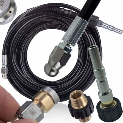 Tuyau de Canalisation 20 m - Pression 200 bar, 2 Buses 3+1 et Rotative 1/4, Compatible Nettoyeur Nilfisk Kranzle D12