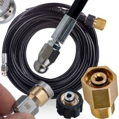 Tuyau de Canalisation 20m EasyLock - Buses 3+1 et Rotative, Pression 200 bar, Adaptateur M22, Compatible Karcher HD HDS