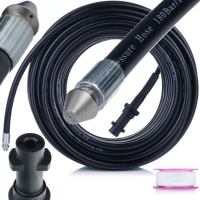 Tuyau de Nettoyage Canalisation 20 m avec Buse 1+3 - 160 Bar, Filetage 1/4, Compatible Kärcher K2-K7