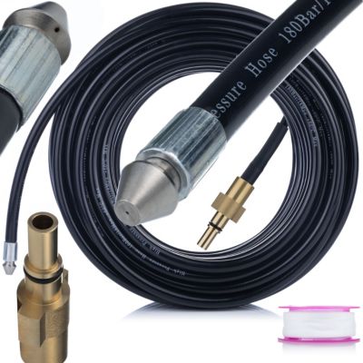 Tuyau de Nettoyage Canalisation 20 m - Buse 1+3 Jets, 160 Bar, Filetage 1/4, Compatible Black+Decker, Stanley