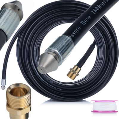 Tuyau de Nettoyage Canalisation 20 m M22 - Buse 1+3, 160 Bar, Compatible avec nettoyeur Kärcher, Kranzle
