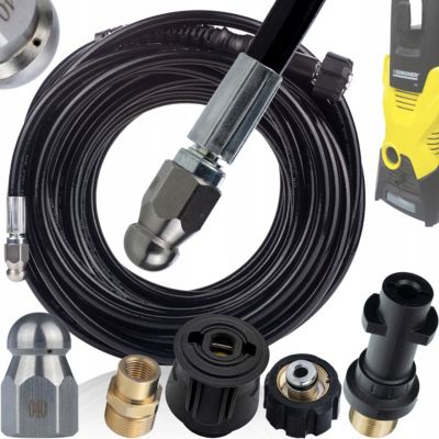 Tuyau de Nettoyage Canalisation 20m - Pression 180 bar, Adaptateurs Bayonet M22 Click, Compatible Karcher K2-K7
