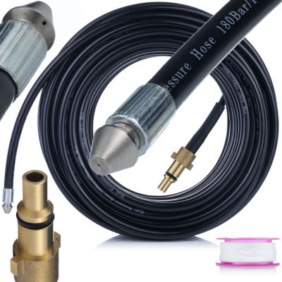 Tuyau de Nettoyage Canalisation 30 m - Buse 1+3, 160 Bar, Filetage 1/4, Compatible Nilfisk Lavor Stihl