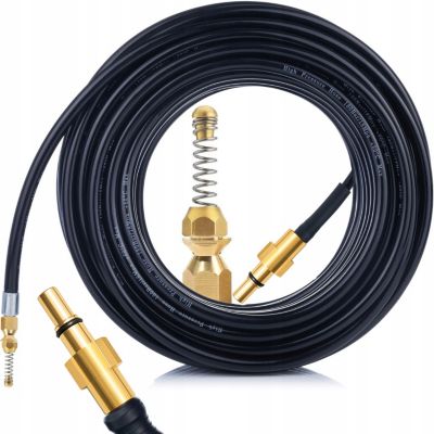 Tuyau de Nettoyage Canalisation 30 m - Buse Ressort Laiton, 60C, Compatible Nettoyeur Black+Decker, Bosch, Stanley
