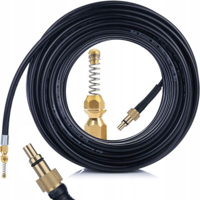 Tuyau de Nettoyage Canalisation 30 m - Buse Ressort Laiton, Haute Pression, Compatible Lavor Parkside Kanwod
