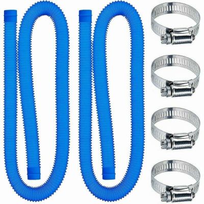 Tuyau de piscine 32 mm, longueur 150 cm, bleu, 2 tuyaux, adapté aux pompes de filtration et aux systèmes d'eau salée