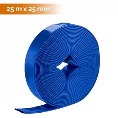 Tuyau de refoulement, d'arrosage plat en PVC - Bleu - 25 m x 25 mm - Linxor