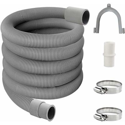 Tuyau de VidangeKit de Rallonge Machine a LaverUyau Dévacuation Lave Linge Flexible Dévacuation Universel Tuyau Dévacuation2M