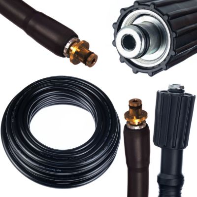 Tuyau Haute Pression 10 m - Raccord Goupille + M22, 200 Bar, Nylon Renforcé, Compatible Kärcher K2-K7