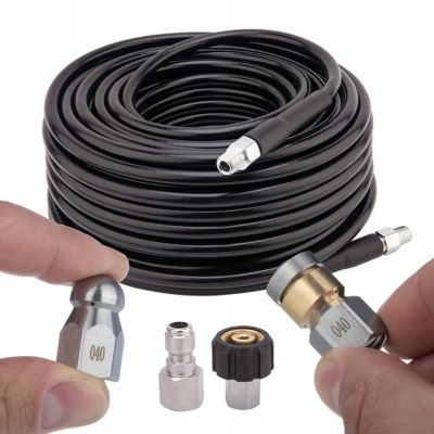 Tuyau Haute Pression 15 m 1/4 - 155 bar, 2 Buses Canalisation, M22 + 1/4 NPT, Compatible Kärcher K2-K7