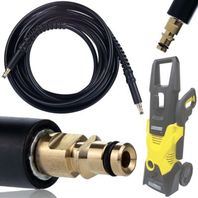 Tuyau Haute Pression 15 m Click-Click - 180 Bar, Nylon Renforcé, Compatible avec nettoyeur Kärcher K2-K7