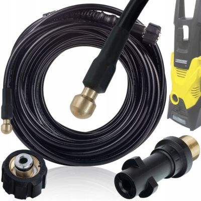 Tuyau Haute Pression 30 m 1/4 - 155 bar, Buse Laiton + Adaptateur Bayonet, Compatible Kärcher K2-K7 M22