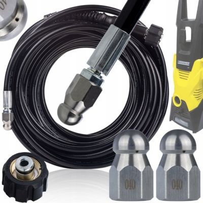Tuyau Nettoyage Canalisation 20m M22 - 2 Buses 1/4, 200 Bar, Flexible Nylon, Compatible avec Nettoyeur Kärcher K2-K7
