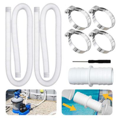 Tuyau Piscine 32mm ,2xTuyau Flexible avec 4 Clips de Sécurité et 1 Raccord Universel,Convient pour Intex 300 GPH,530 GPH