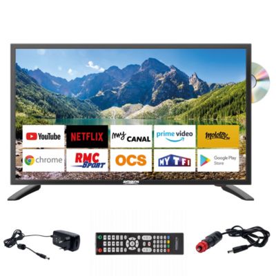 TV LED 21.5" 54cm Smart Connect Lecteur DVD Intégré Androidtv 14.0 Camping-car ANTARION