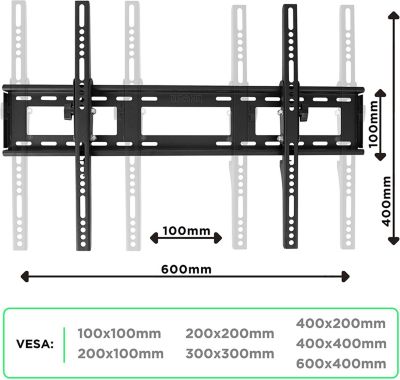 TVB123M Support TV mural pour écran de 23 à 55 pouces Inclinable Charge max 40 kg VESA 200 400 Télé LED LCD OLED Duronic