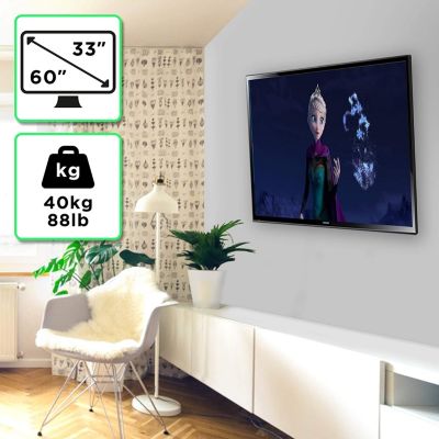TVB777 Support TV mural pour écran de 33 à 60 pouces Inclinable Charge max 40 kg VESA 100 600 Télé LED LCD OLED Duronic