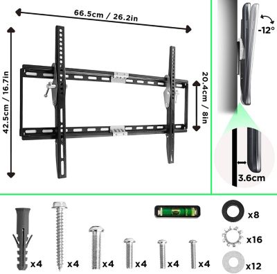 TVB777 Support TV mural pour écran de 33 à 60 pouces Inclinable Charge max 40 kg VESA 100 600 Télé LED LCD OLED Duronic