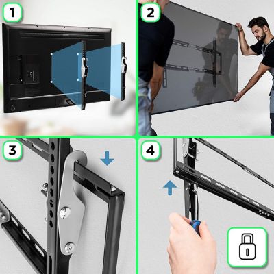 TVB777 Support TV mural pour écran de 33 à 60 pouces Inclinable Charge max 40 kg VESA 100 600 Télé LED LCD OLED Duronic