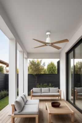 TYPHOON M LED Ventilateur LED blanc/bois