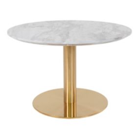 TYROL - Table Basse Ronde 70cm Aspect Marbré et Pied Acier Doré