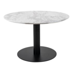 TYROL - Table Basse Ronde 70cm Aspect Marbré et Pied Acier Noir