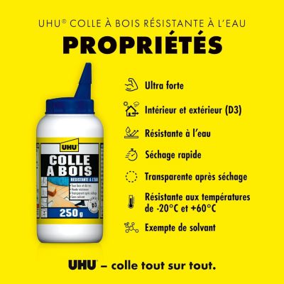 Colle à Bois Pattex Waterproof 250 Ml – Vinylique, Transparente, Flacon Pompe