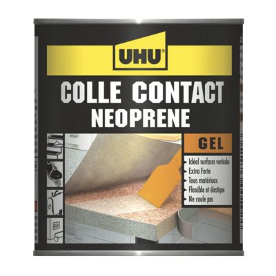 UHU Contact néoprène gel - Colle super forte universelle et gélifiée, adhère immédiatement, transparente, 215g