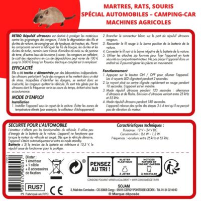 Ultrasons répulsifs anti-rongeurs Acto spécial pour automobiles