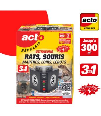 Ultrasons répulsifs rats et souris Acto 300m²