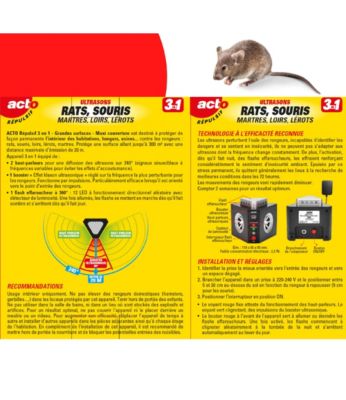 Ultrasons répulsifs rats et souris Acto 300m²
