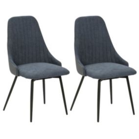 UNDY - Lot de 2 Chaises Pivotantes Tissu Bleu