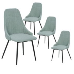 UNDY - Lot de 4 Chaises Pivotantes Tissu Vert Céladon