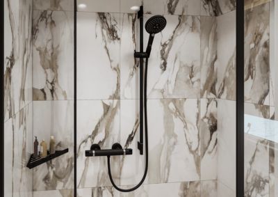 Unica Barre de douche S Puro 65 cm avec flexible de douche, Noir mat (28632670)