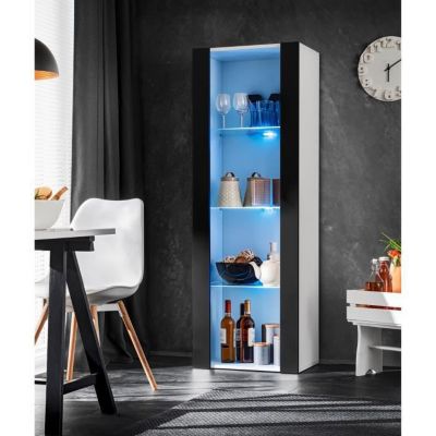 Unité murale TV Open Set 6 Corps Blanc Mat Façade Noir Mat - Design Contemporain
