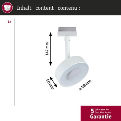 URail Spot sur rail 3-Step-Dim Circle 220lm 5W 4000K gradable 230V Blanc