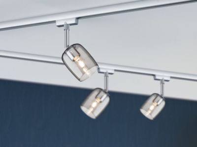URail Spot sur rail Blossom Spot individuel G9 max. 10W gradable 230V Chrome mat, Verre fumé